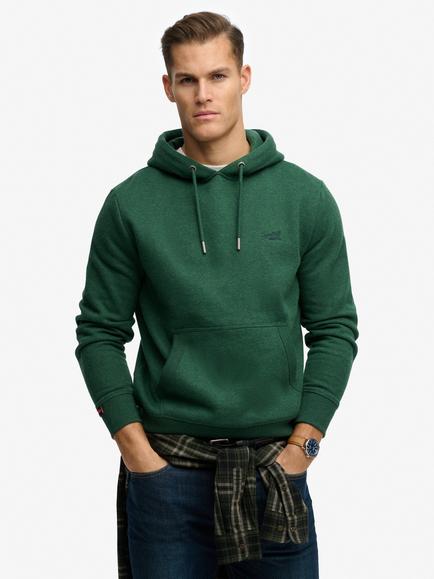 Superdry Essential Logo Hoodie, Pitch Green Marl, Pitch Green Marl
