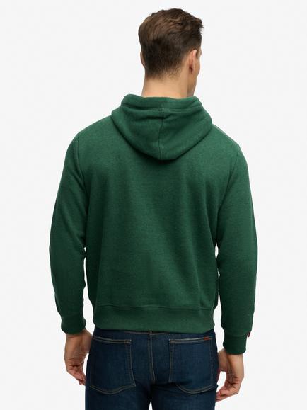 Superdry Essential Logo Hoodie, Pitch Green Marl - view 2, Pitch Green Marl