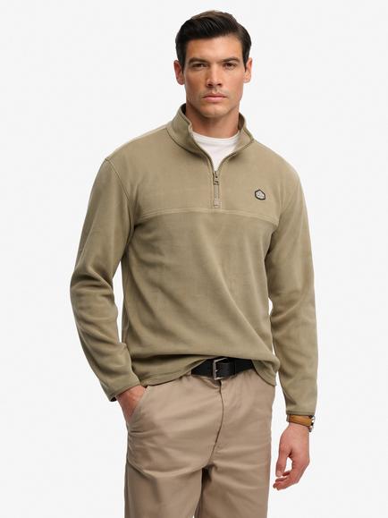 Superdry Expedition Fleece Half Zip Jumper, Silver Sage