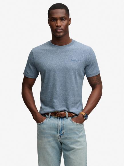Superdry Essential Company Logo Embroidered Cotton Slim Fit T-Shirt, Bay Blue Marl