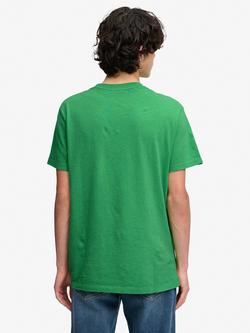 Superdry Essential Serif Logo Embroidered T-Shirt - view 2, Garden Green/Blue
