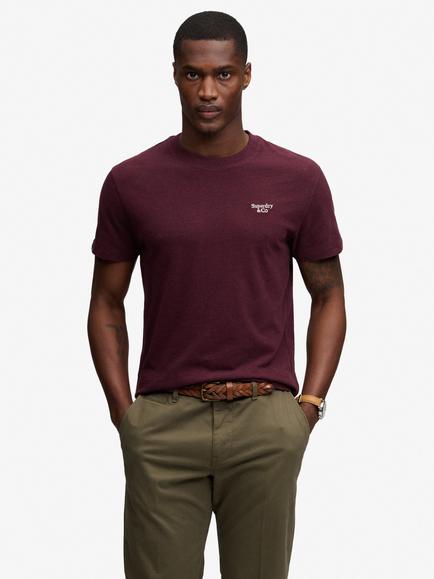 Superdry Essential Serif Logo Embroidered T-Shirt, Tawny Port/Cream