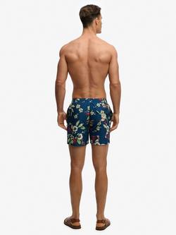 Superdry Hawaiian Print 16" Swim Shorts, Cabana Navy/Multi - view 2, Cabana Navy/Multi