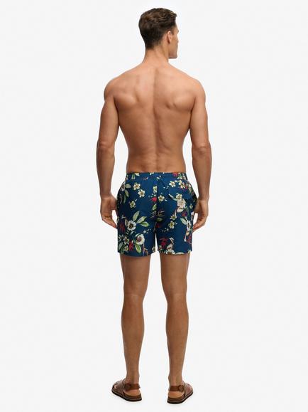 Superdry Hawaiian Print 16" Swim Shorts, Cabana Navy/Multi - view 2, Cabana Navy/Multi