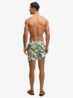 Superdry Hawaiian Print 16" Swim Shorts, Evergreen/Multi - view 2, Evergreen/Multi