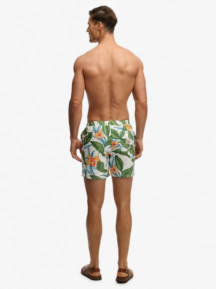 Superdry Hawaiian Print 16" Swim Shorts, Evergreen/Multi - view 2, Evergreen/Multi