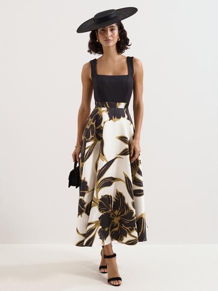 Phase Eight Petite Delie Floral Square Neck Dress, Multi, Multi