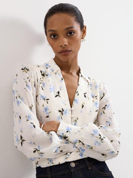 Phase Eight Isadora Floral Blouse, Ivory, Ivory
