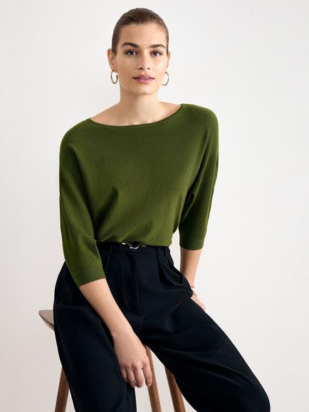 Phase Eight Cristine Fine Knit Boat Neck Jumper, Khaki, Khaki