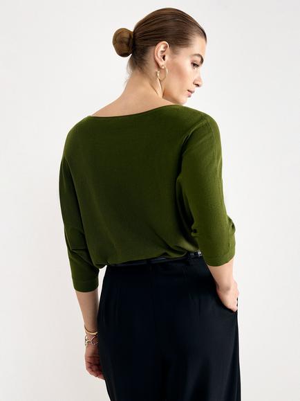 Phase Eight Cristine Fine Knit Boat Neck Jumper, Khaki - view 2, Khaki
