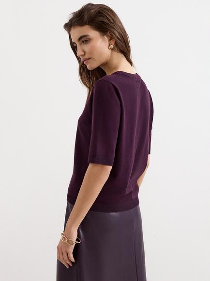Phase Eight Tula Crew Neck T Shirt, Purple - view 2, Purple
