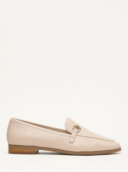 Phase Eight Leather Block Heel Loafers, Neutral, Neutral