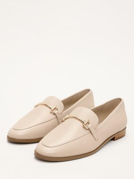Phase Eight Leather Block Heel Loafers, Neutral - view 2, Neutral