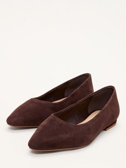 Phase Eight  Suede Ballet Pumps, Brown - view 2, Brown