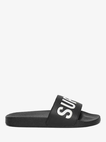Superdry Pool Sliders, Black/Optic, Black/Optic