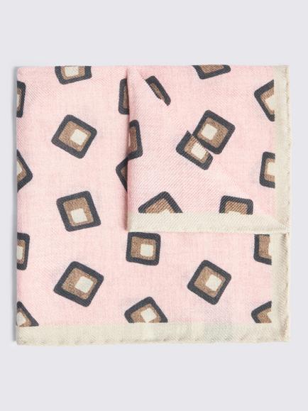 Moss Wool Pocket Square, Pink, Pink