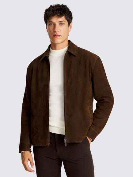 Moss Suede Zip Jacket, Dark Chestnut, Dark Chestnut