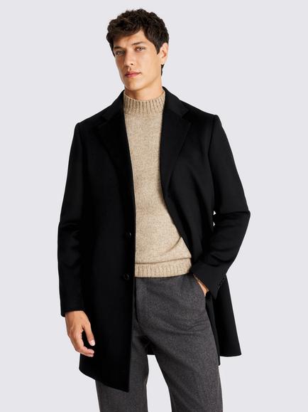 Moss Wool Blend Overcoat, Black
