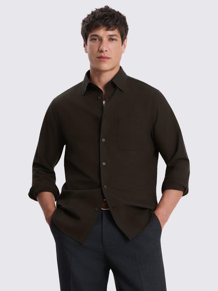 Moss Cotton Oxford Shirt, Dark Brown, Dark Brown