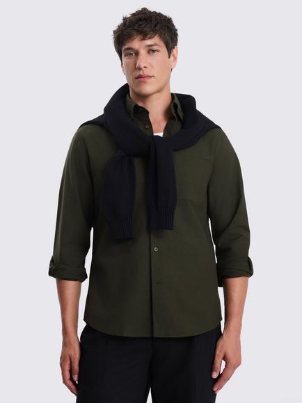 Moss Cotton Oxford Shirt, Dark Brown, Dark Green