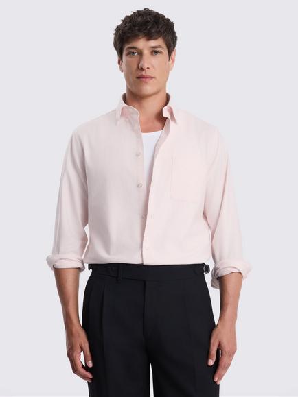 Moss Cotton Oxford Shirt, Dark Brown, Light Pink