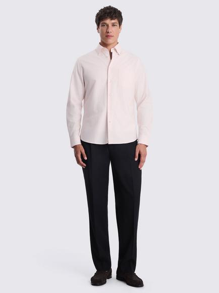 Moss Cotton Oxford Shirt, Dark Brown - view 2, Light Pink