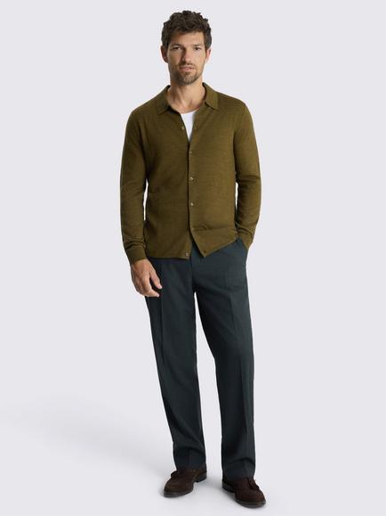 Moss Merino Wool Rich Shirt, Camel Brown - view 2, Olive Green