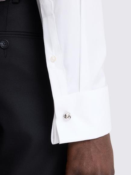 Moss Tailored Fit Cotton Twill Double Cuff Shirt, White - view 2, White