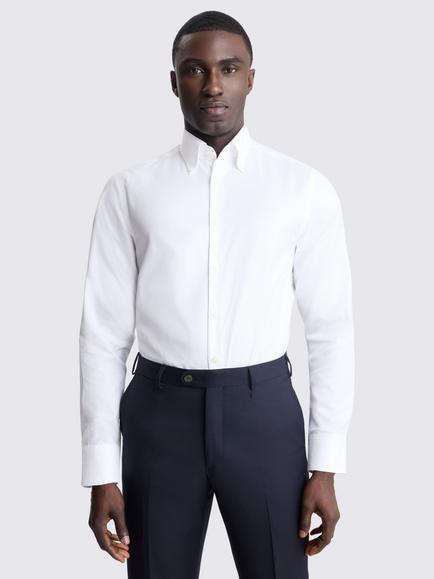 Moss Tailored Fit Cotton Button Down Dobby Shirt, White, White