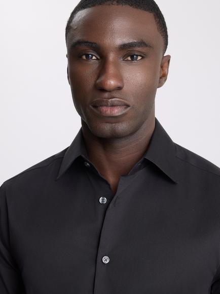 Moss Tailored Fit Cotton Sateen Shirt, Black - view 2, Black