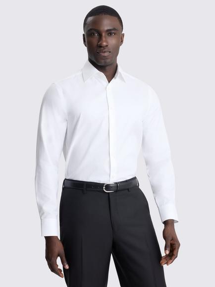 Moss Tailored Fit Cotton Twill Shirt, White, White