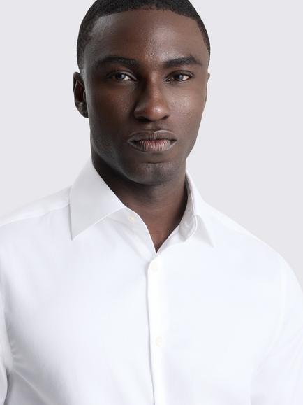 Moss Tailored Fit Cotton Twill Shirt, White - view 2, White