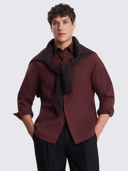 Moss Cotton Oxford Shirt, Wine Red, Wine Red