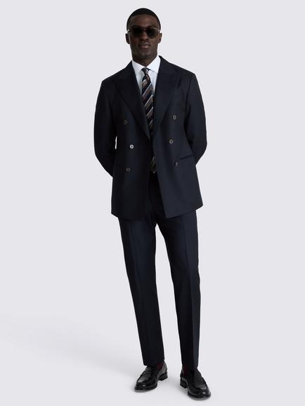 Moss Tailored Fit Italian Wool Twill Suit Jacket, Navy Blue - view 2, Navy Blue