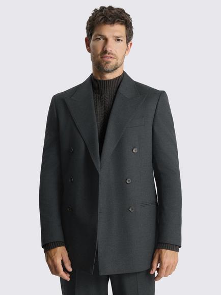 Moss Relaxed Fit Flannel Suit Jacket, Charcoal Grey
