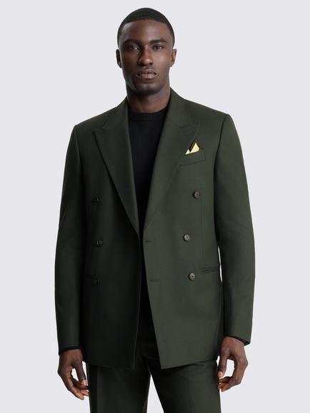 Moss Relaxed Fit Flannel Suit Jacket, Khaki Green