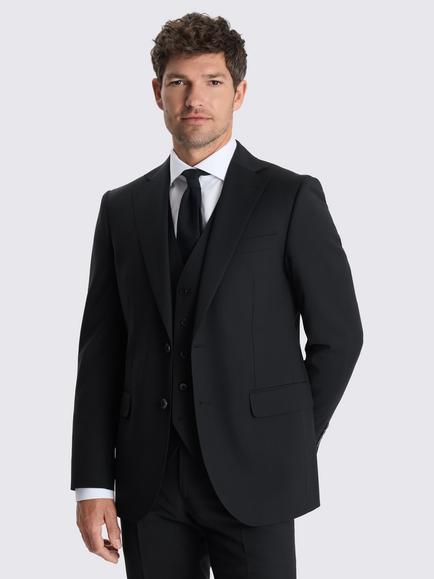 Moss Tailored Fit Wool Blend Performance Suit Jacket, Black, Black
