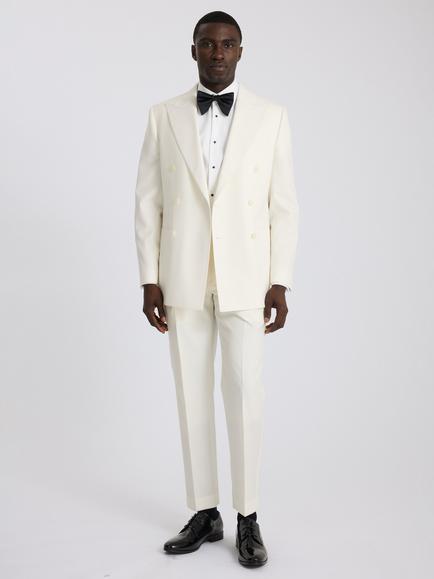 Moss Tailored Fit Double Breasted Wool Blend Dinner Jacket, Off-white - view 2, Off-white