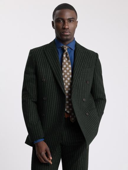 Moss Tailored Fit Wool Blend Stripe Suit Jacket, Dark Green/Taupe, Dark Green/Taupe