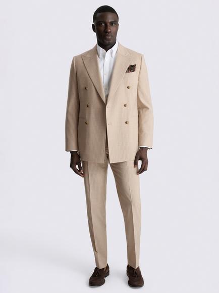 Moss Tailored Fit Wool Blend Stripe Performance Suit Jacket, Neutral - view 2, Neutral