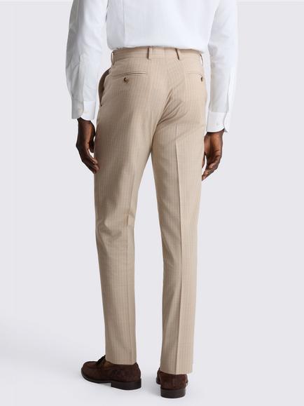 Moss Tailored Fit Wool Blend Stripe Performance Suit Trousers, Neutral - view 2, Neutral
