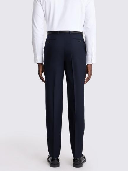 Moss Regular Fit Wool Twill Suit Trousers, Navy Blue - view 2, Navy Blue