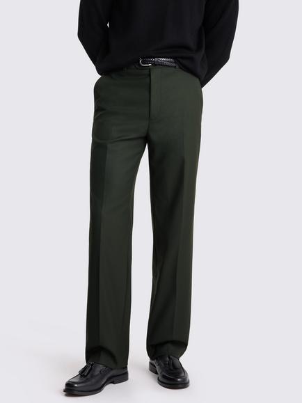 Moss Relaxed Fit Flannel Trousers, Khaki Green, Khaki Green
