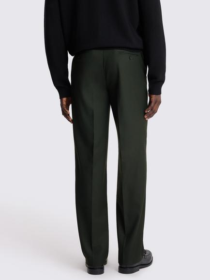 Moss Relaxed Fit Flannel Trousers, Khaki Green - view 2, Khaki Green