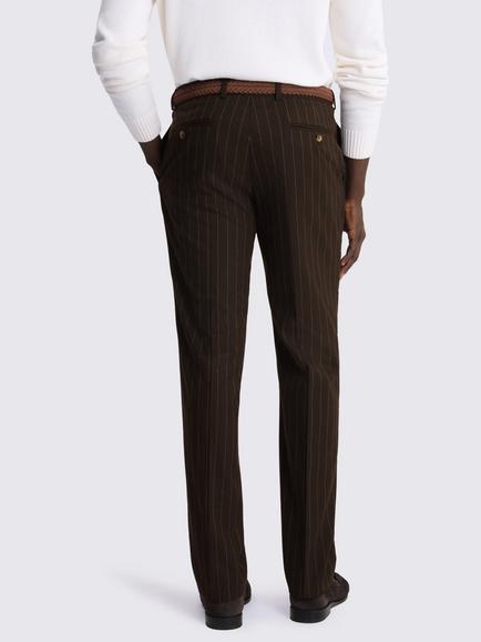 Moss Slim Fit Stripe Suit Trousers, Brown - view 2, Brown