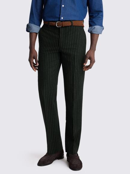 Moss Tailored Fit Wool Blend Stripe Suit Trousers, Dark Green & Taupe, Dark Green & Taupe