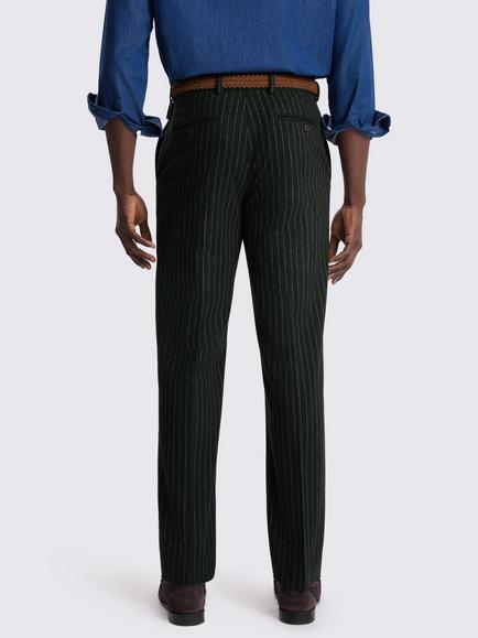 Moss Tailored Fit Wool Blend Stripe Suit Trousers, Dark Green & Taupe - view 2, Dark Green & Taupe