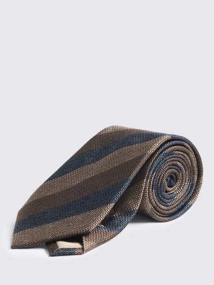 Moss Stripe Silk Tie, Brown, Brown