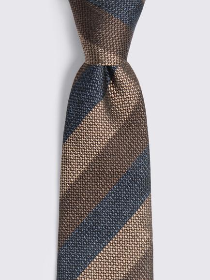 Moss Stripe Silk Tie, Brown - view 2, Brown