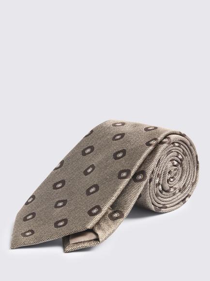 Moss Geometric Silk Tie, Neutral, Neutral